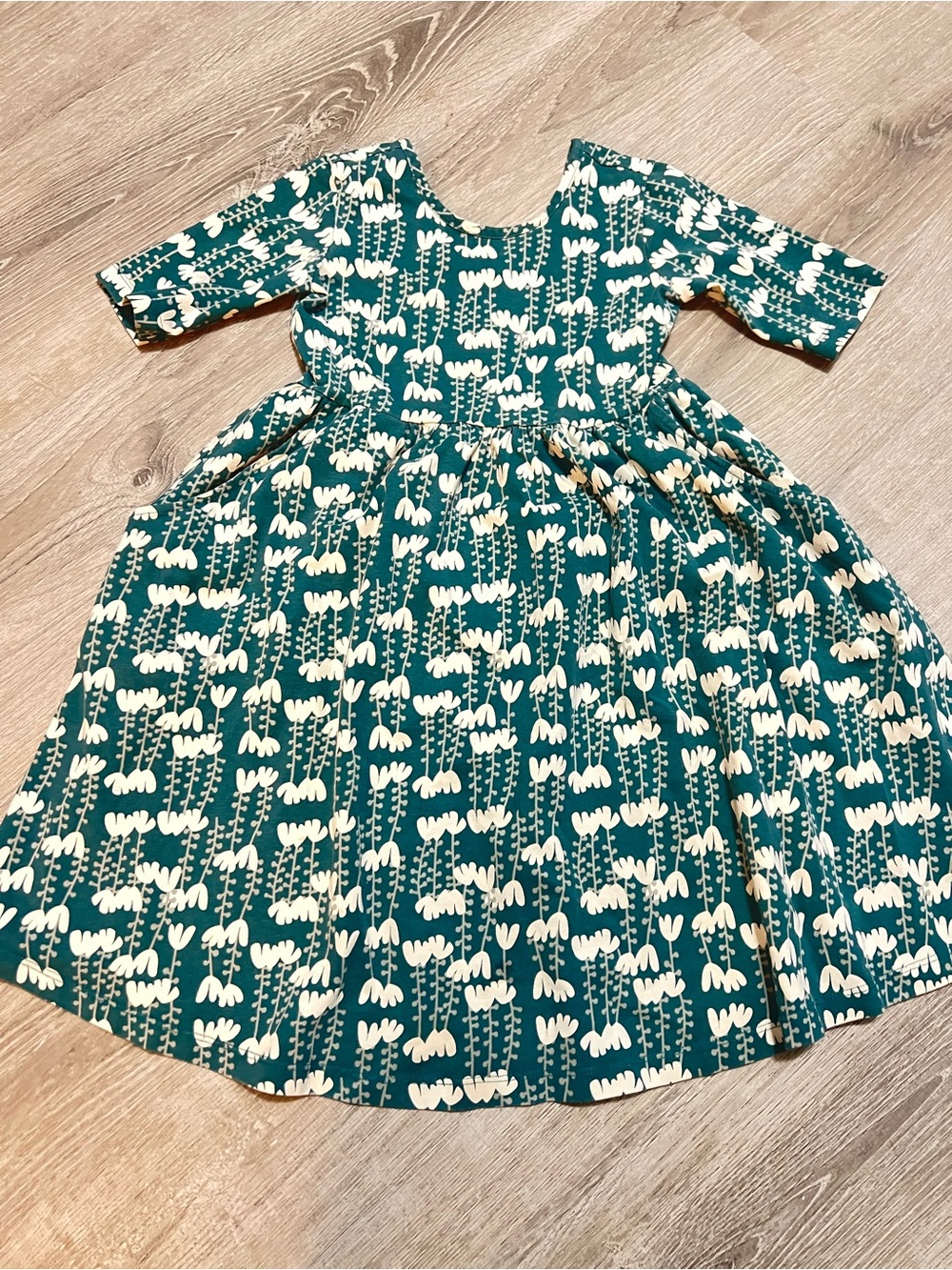 Hanna Andersson Teal Floral Print Cotton Dress